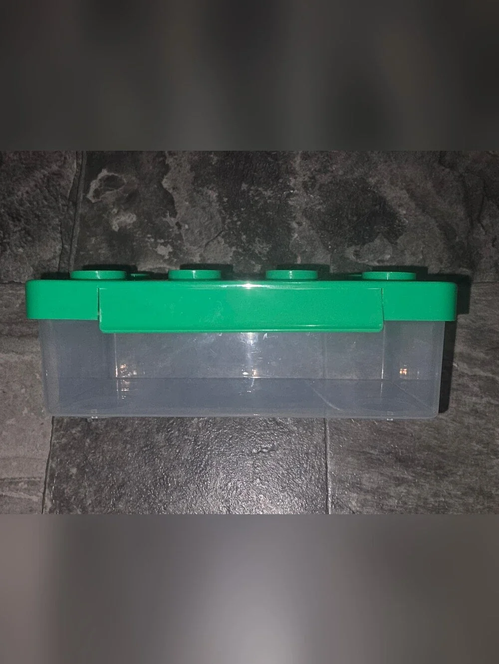 Clear Storage Box with Green Lego Stackable Insert - Home Organization BNIB